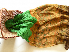 Flavors of fusion | Tabi Silk Ajrakh Bandhani Stole - Parrot Green