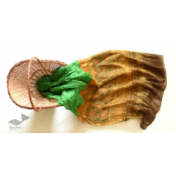 Flavors of fusion | Tabi Silk Ajrakh Bandhani Stole - Parrot Green