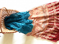 Flavors of fusion | Tabi Silk Bandhani Stole With Ajrakh Daaman