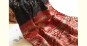 shop silk stole handcrafted - handmade ajrakh bandhani Black & Red