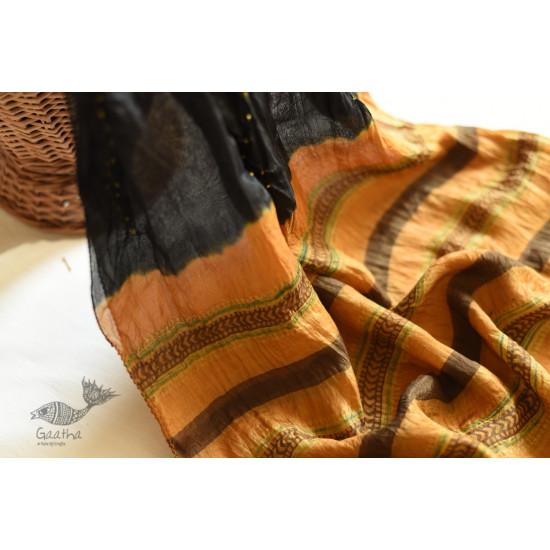 shop silk stole handcrafted - handmade ajrakh bandhani