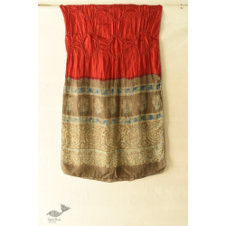 Flavors of fusion | Tabi Silk Ajrakh Bandhani Stole - Tomato Red