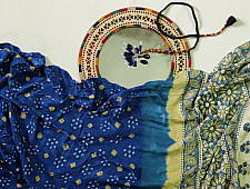 Charulata ★ Ajrakh & Bandhani ★ Gajji Silk Saree ★ 12