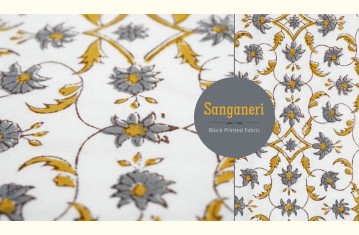 Sanganeri - Hand Block Printed Fabric.