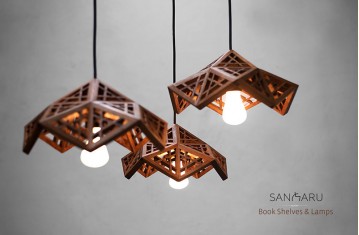 Pinjarakari & Bamboo ~ Bookshelves + Lamps by Sandeep Sangaru.