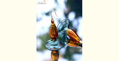 Flora ⚹ Glass Jewellery ⚹ Amber And Teal Funnel Incalmo ( Earring ) ~ 4