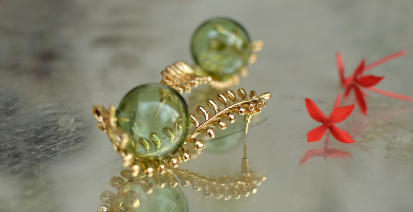 Bihag . Glass Jewellery ☼  Fern Of The Dessert ( Earring ) ~ 27