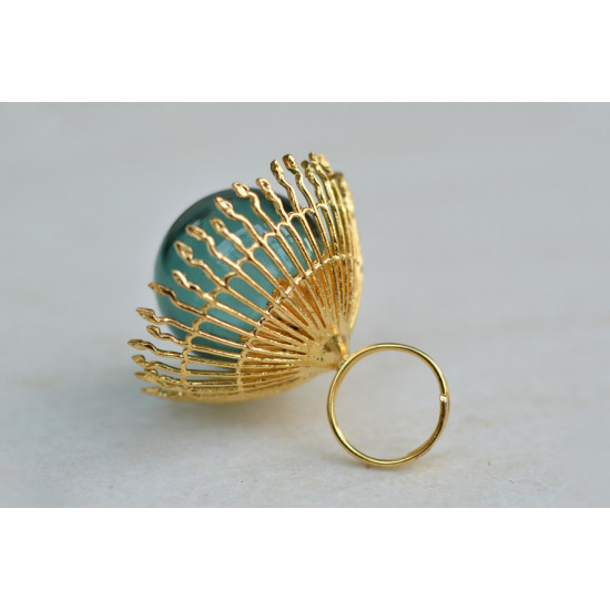 Bihag . Glass Jewellery ☼  Weave Of Nature Ring ( Teal ) ~ 31