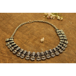 Dhara . धरा ✽ Antique Finish White Metal ✽ Necklace { 8 }