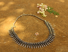 Dhara . धरा ✽ Antique Finish White Metal ✽ Necklace { 23 }