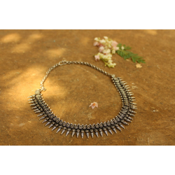 Dhara . धरा ✽ Antique Finish White Metal ✽ Necklace { 23 }