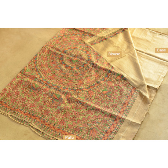 Dream Girl ❁ Tussar Silk . Madhubani Saree ❁ 1