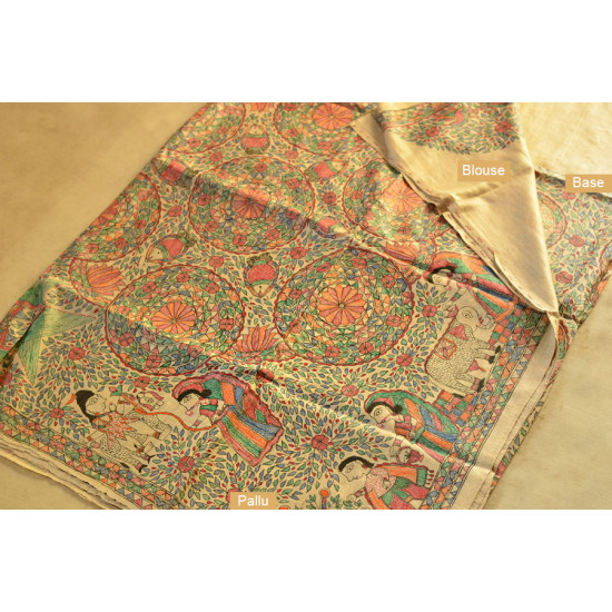 Dream Girl ❁ Tussar Silk . Madhubani Saree ❁ 7