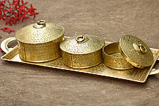 Ahar ✽ Brass ~  Tray & Three Dabro ( Large )