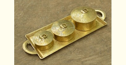 Ahar ✽ Brass ~  Tray & Three Dabro ( Large )