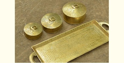 Ahar ✽ Brass ~  Tray & Three Dabro ( Large )