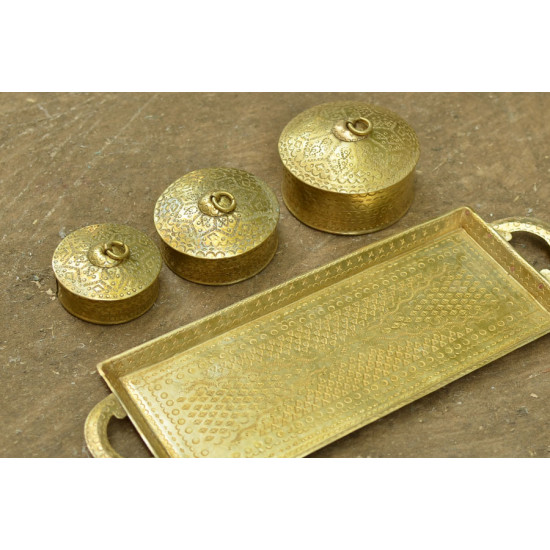 handmade brass mukhvas box with tray