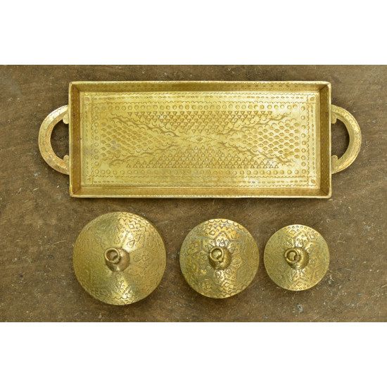 handmade brass mukhvas box with tray