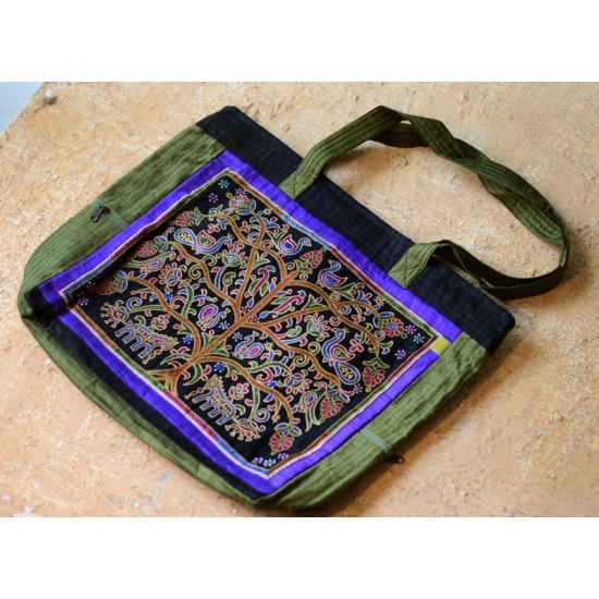 Ahir embroidery ~ Raw silk carry bag