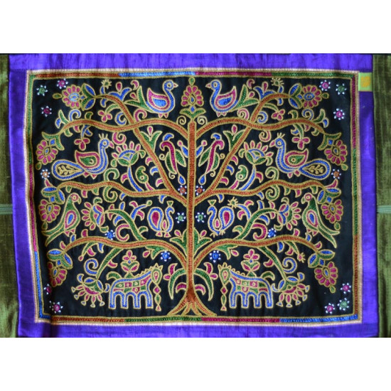 Ahir embroidery ~ Raw silk carry bag