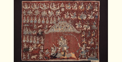 Sacred cloth of the Goddess - Durga Mata & Mahishasura ( 25" X 20" )