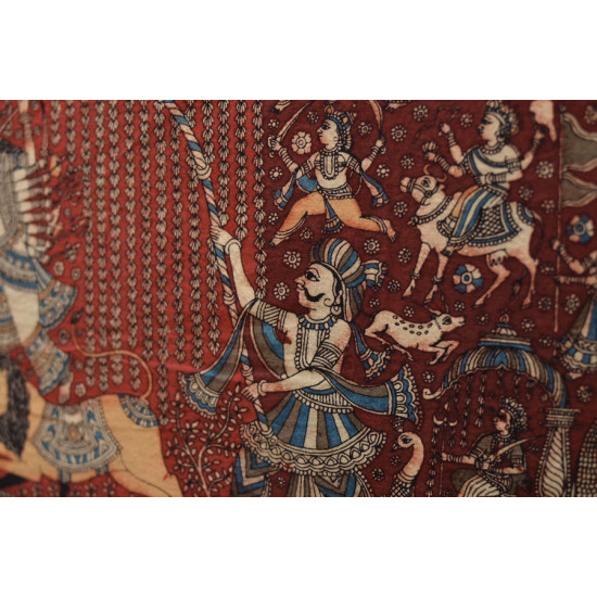 Sacred cloth of the Goddess - Durga Mata & Mahishasura ( 25 X 20 )