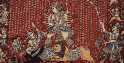Sacred cloth of the Goddess - Durga Mata & Mahishasura ( 25" X 20" )