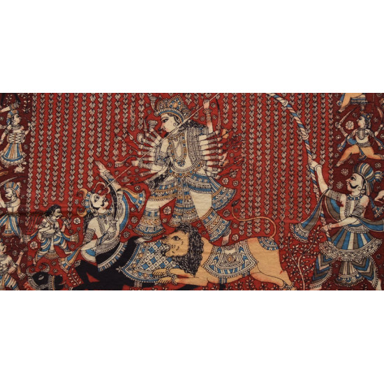 Sacred cloth of the Goddess - Durga Mata & Mahishasura ( 25 X 20 )