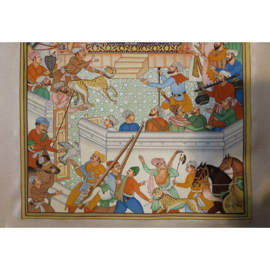 Miniature painting ~ Emperor Akbar receiving Abdul rahim