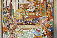 Miniature painting ~ Emperor Akbar receiving Abdul rahim