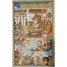 Miniature painting ~ Emperor Akbar receiving Abdul rahim