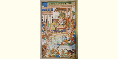 Miniature painting ~ Emperor Akbar receiving Abdul rahim