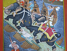 Miniature painting ~ Emperor Akbar laying siege