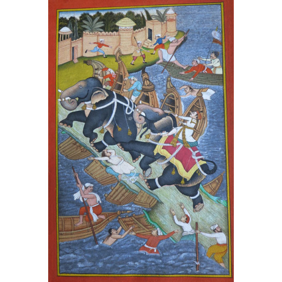 Miniature painting ~ Emperor Akbar laying siege