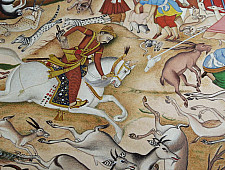Miniature painting ~ Emperor Akbar on a hunt