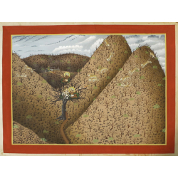 Miniature painting ~ Maharaja Fateh Singh ji hunting leopards