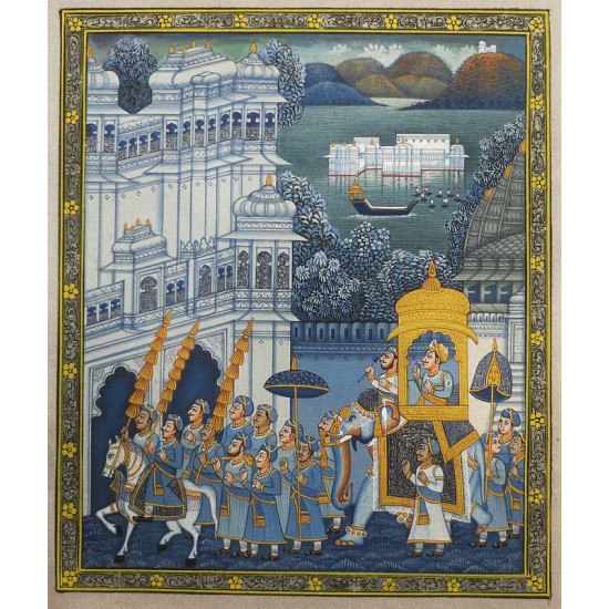 Miniature painting ~ Maharaha procession at Night