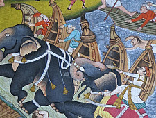 Miniature painting ~ Emperor Akbar laying siege