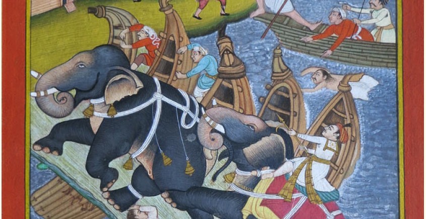 Miniature painting ~ Emperor Akbar laying siege