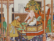 Miniature painting ~ Emperor Akbar receiving Abdul rahim