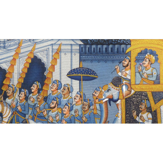 Miniature painting ~ Maharaha procession at Night