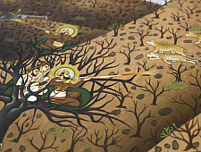 Miniature painting ~ Maharaja Fateh Singh ji hunting leopards