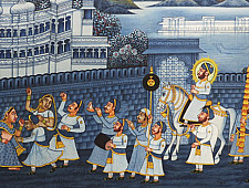 Miniature painting ~ Maharaja Fateh Singh ji wedding procession