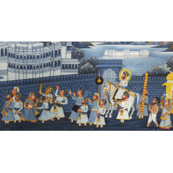 Miniature painting ~ Maharaja Fateh Singh ji wedding procession