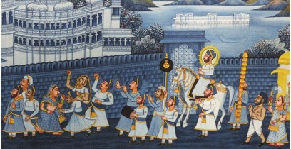 Miniature painting ~ Maharaja Fateh Singh ji wedding procession
