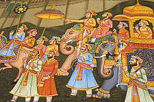 Miniature painting ~ Maharaja fateh singh ji  procession