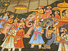 Miniature painting ~ Maharaja fateh singh ji  procession