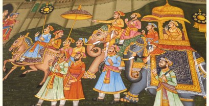Miniature painting ~ Maharaja fateh singh ji  procession