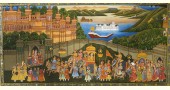 Miniature painting ~ Maharaja fateh singh ji  procession