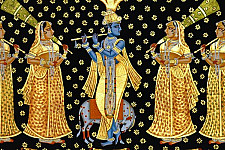 Krishna and Gopies ~ gold and silver (137 X 122)